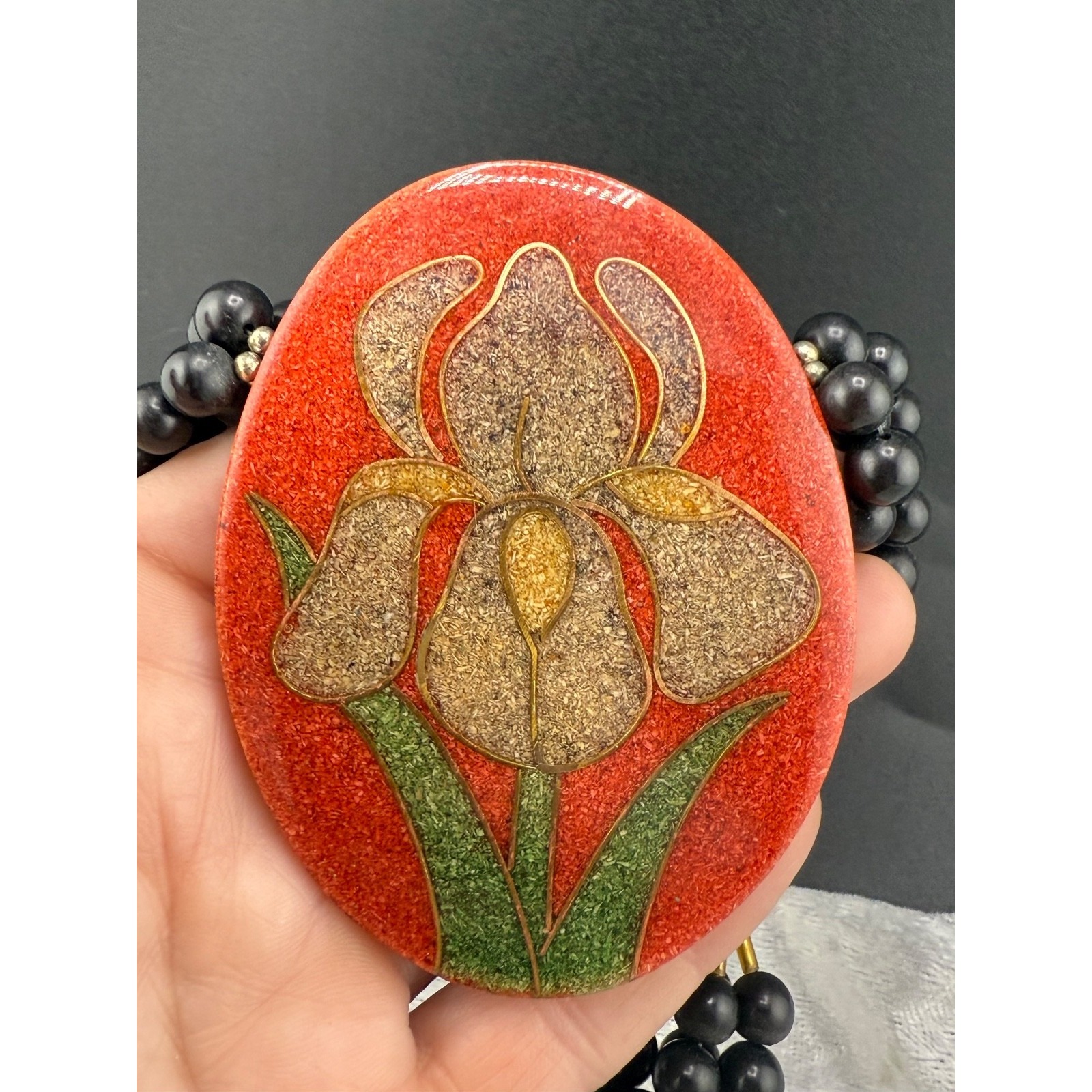 Vintage Floral Pendant Necklace Chunky Acrylic Statement Spring 29 32$